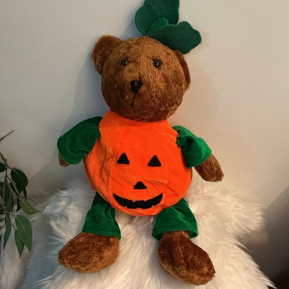 Cuddle Toys Halloween Teddy Bear Pumpkin Costume Plush 12”